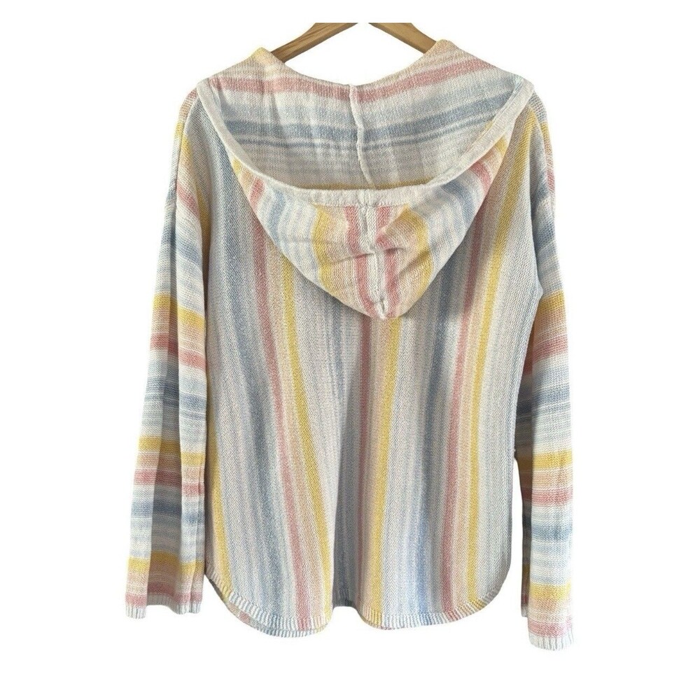 Buc-ees Baja Pullover Pastel Stripes Kangaroo Pocket Women’s Large Hoodie Top - Picture 6 of 6
